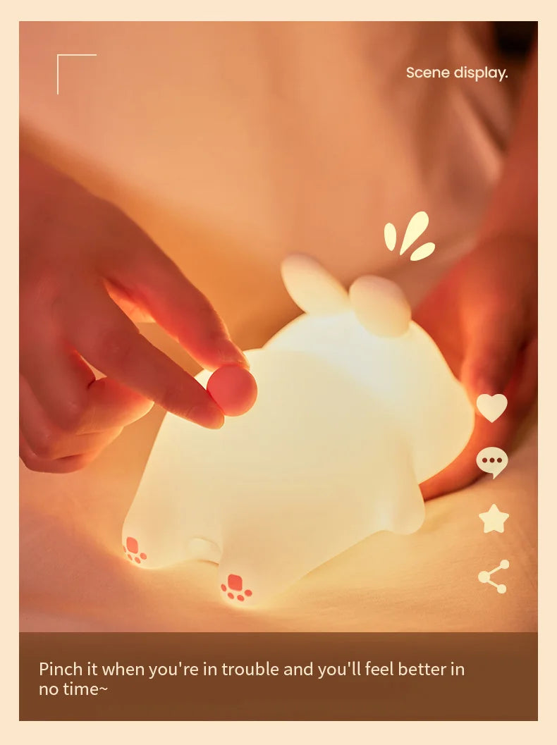 Cute Rabbit-shaped Silicone Night Light