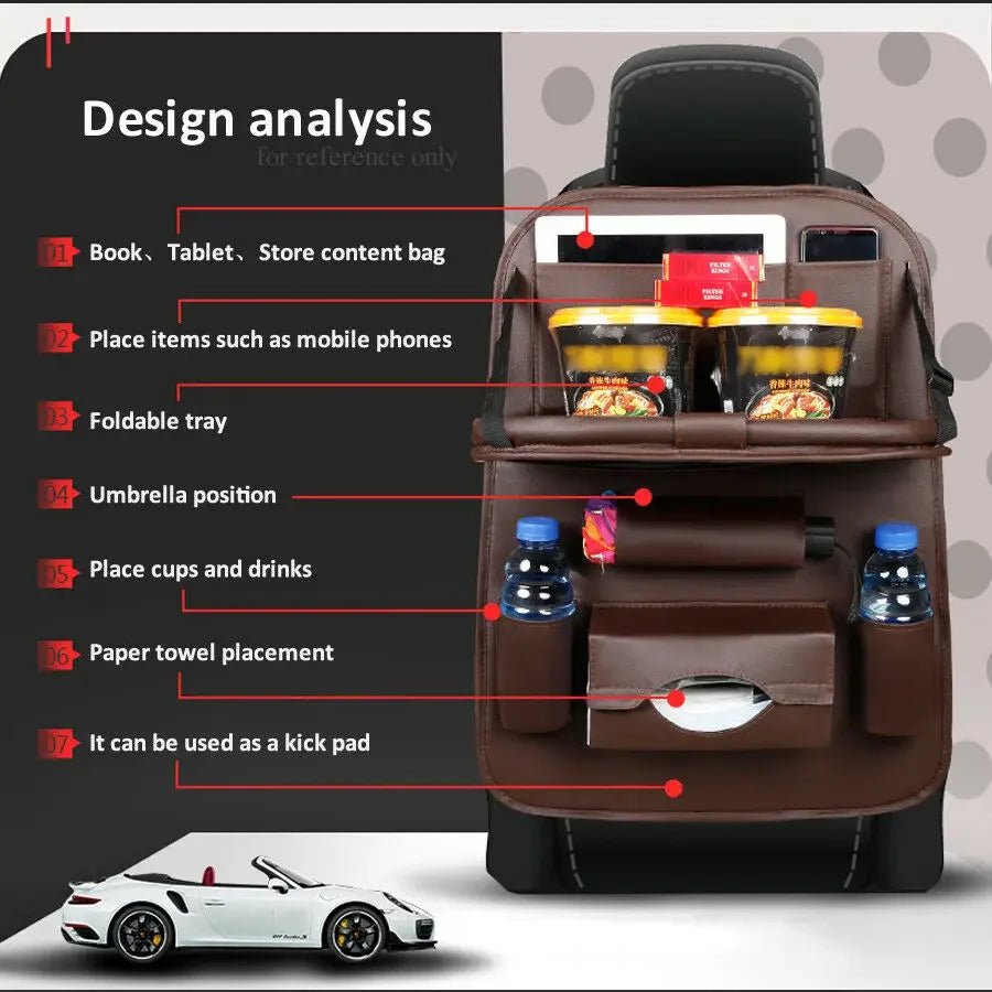Leathered Car Seat Back Organizer